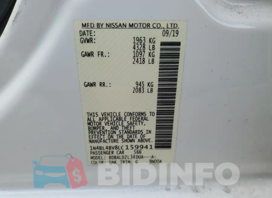 1N4BL4BV8LC159941 Photo# 12