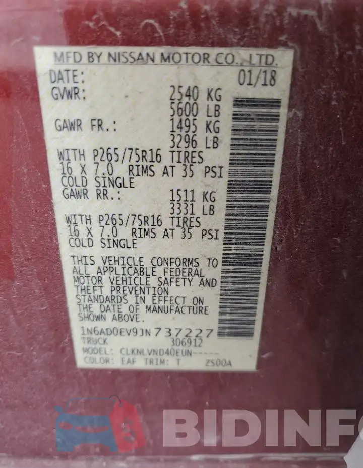 1N6AD0EV9JN737227 Photo# 12