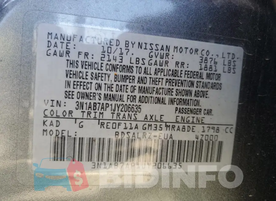 3N1AB7AP1JY206635 Photo# 13