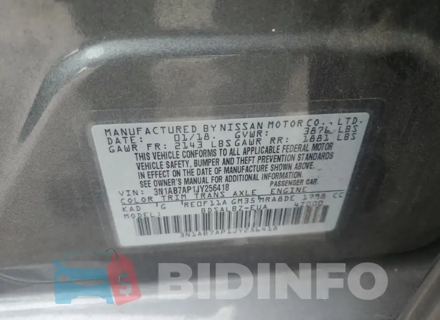 3N1AB7AP1JY256418 Photo# 12