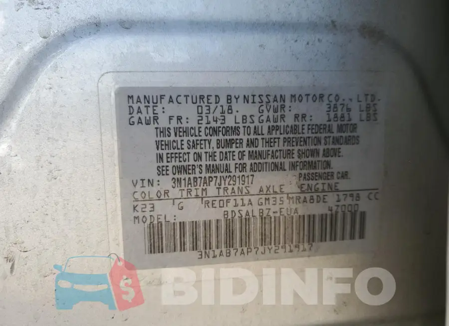 3N1AB7AP7JY291917 Photo# 12