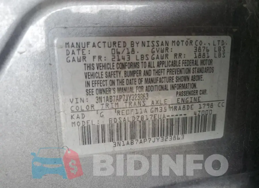 3N1AB7AP7JY323863 Photo# 12