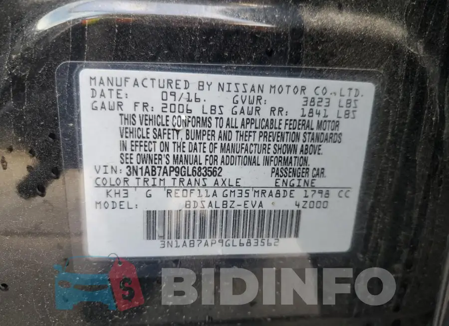 3N1AB7AP9GL683562 Photo# 12
