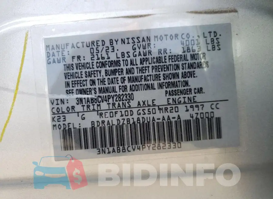 3N1AB8CV4PY282330 Photo# 12