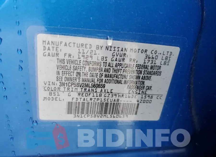 3N1CP5BV2ML560659 Photo# 14