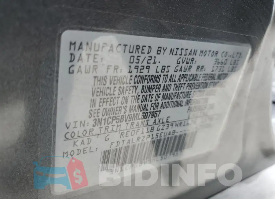 3N1CP5BV9ML507957 Photo# 13