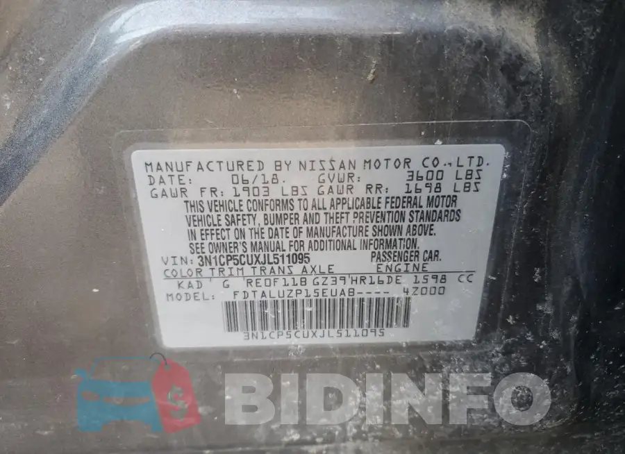 3N1CP5CUXJL511095 Photo# 13