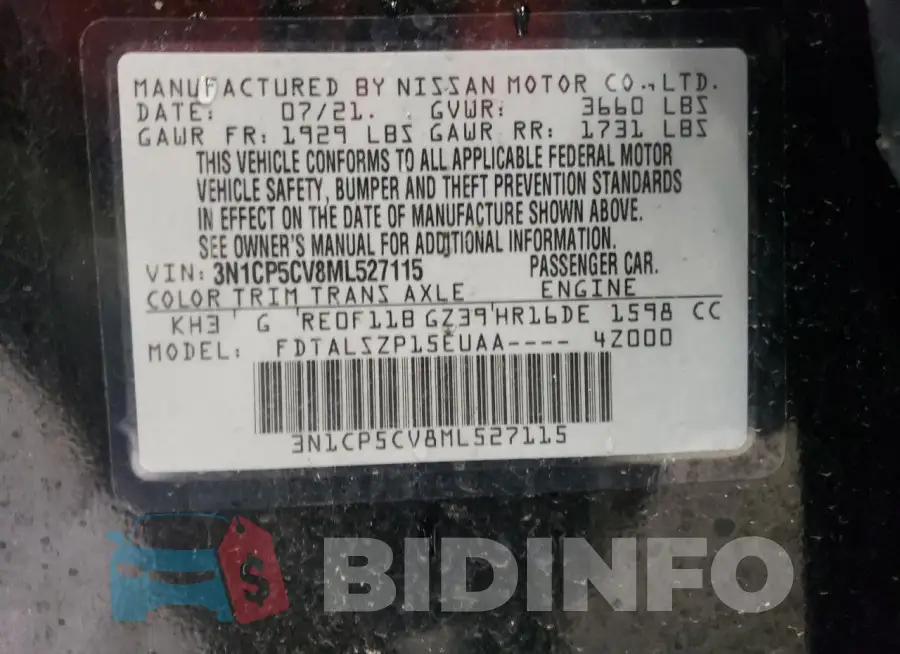 3N1CP5CV8ML527115 Photo# 14