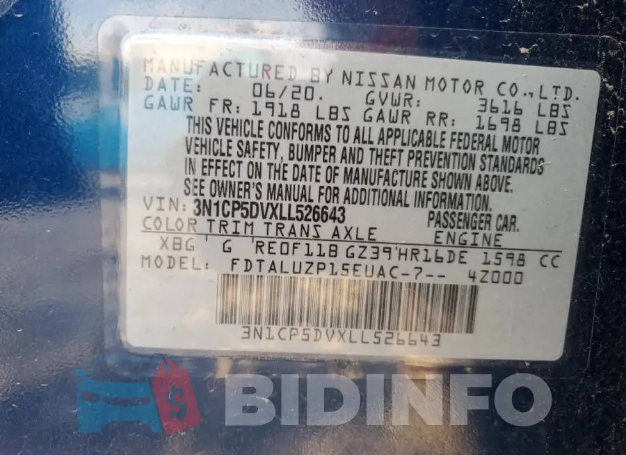 3N1CP5DVXLL526643 Photo# 12