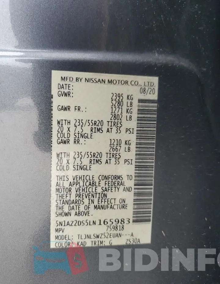 5N1AZ2DS5LN165983 Photo# 13