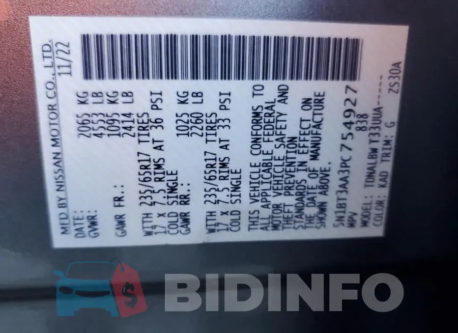 5N1BT3AA3PC754927 Photo# 14
