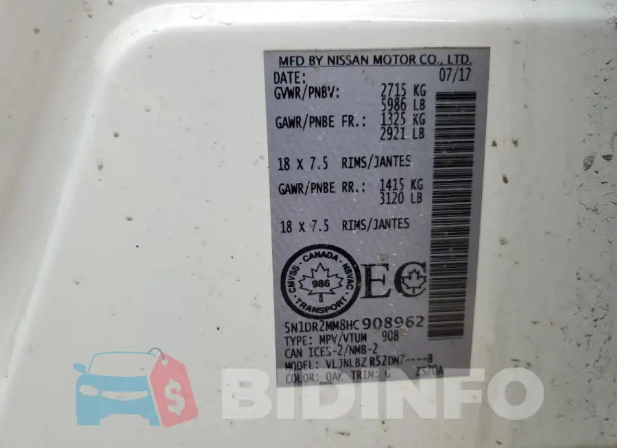 5N1DR2MM8HC908962 Photo# 13