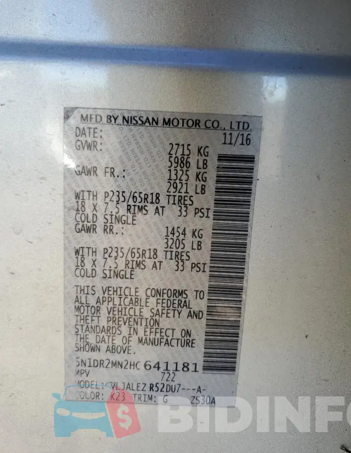 5N1DR2MN2HC641181 Photo# 13