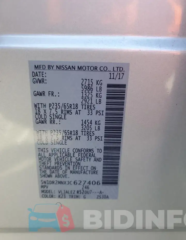 5N1DR2MNXJC627406 Photo# 13