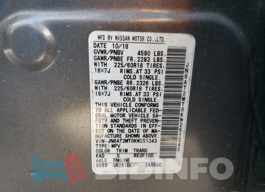 JN8AT2MT0KW251343 Photo# 13