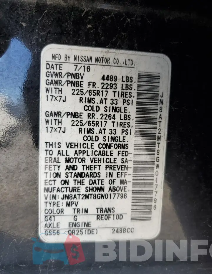 JN8AT2MT8GW017796 Photo# 14