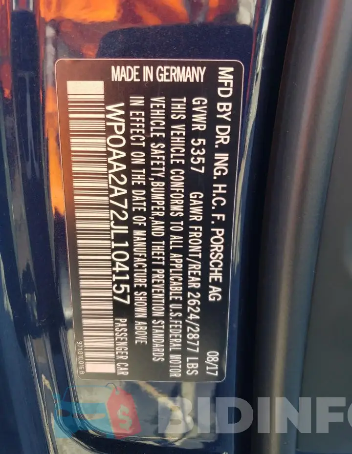 WP0AA2A72JL104157 Photo# 12
