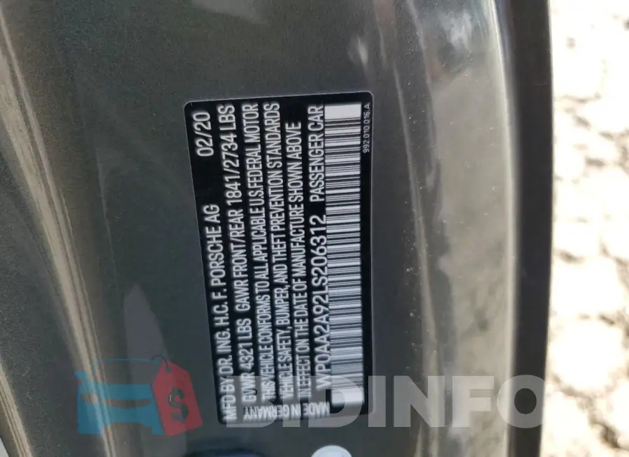 WP0AA2A92LS206312 Photo# 12