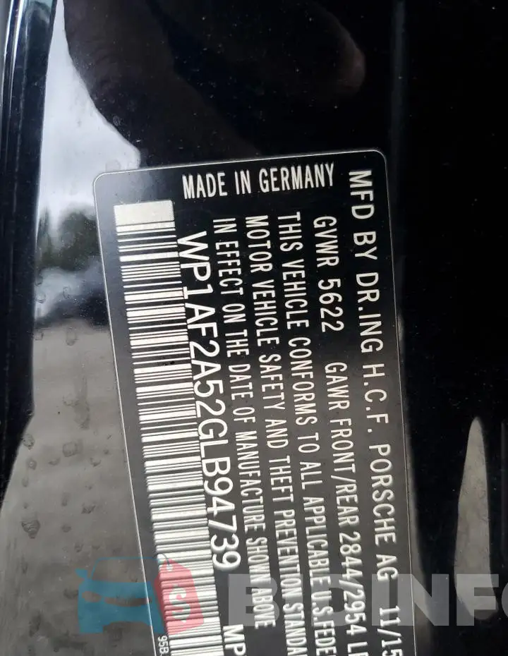 WP1AF2A52GLB94739 Photo# 13