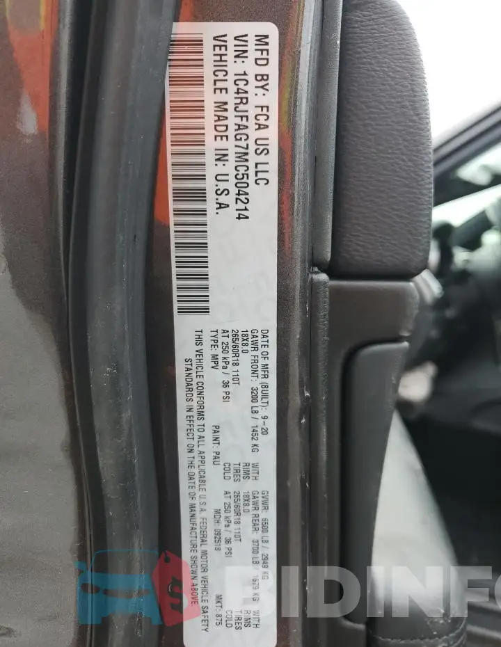 1C4RJFAG7MC504214 Photo# 12