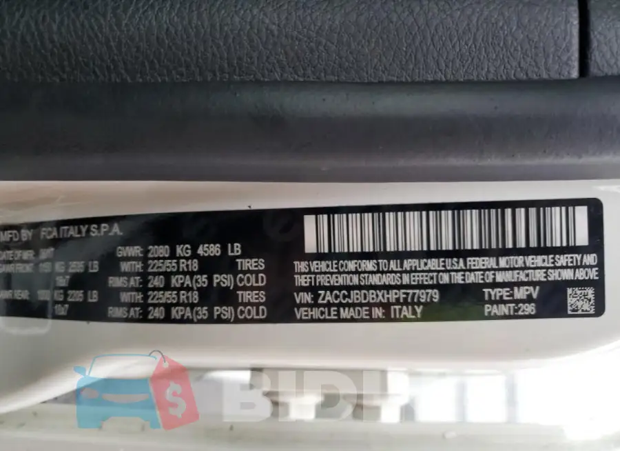 ZACCJBDBXHPF77979 Photo# 13