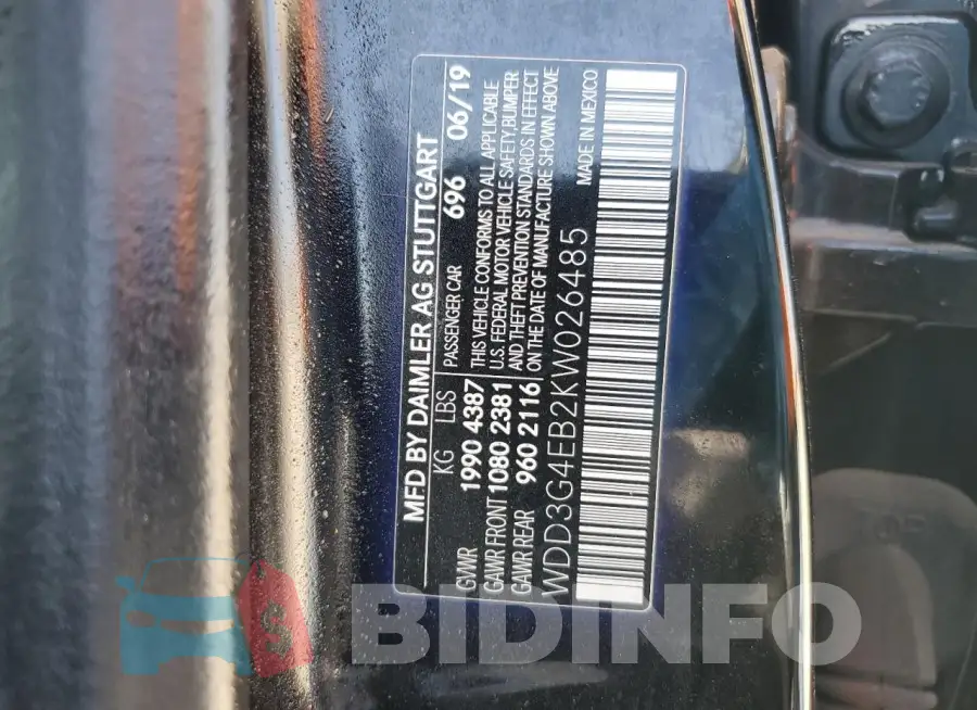 WDD3G4EB2KW026485 Photo# 13