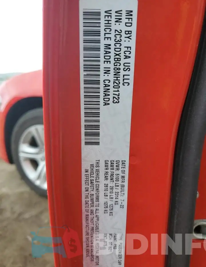 2C3CDXBG8NH201723 Photo# 13