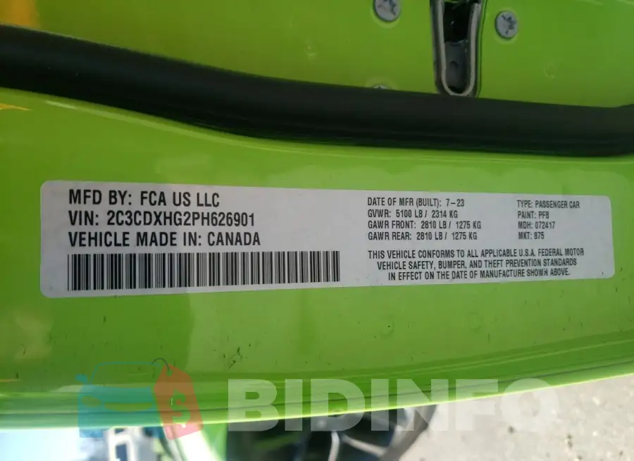 2C3CDXHG2PH626901 Photo# 12