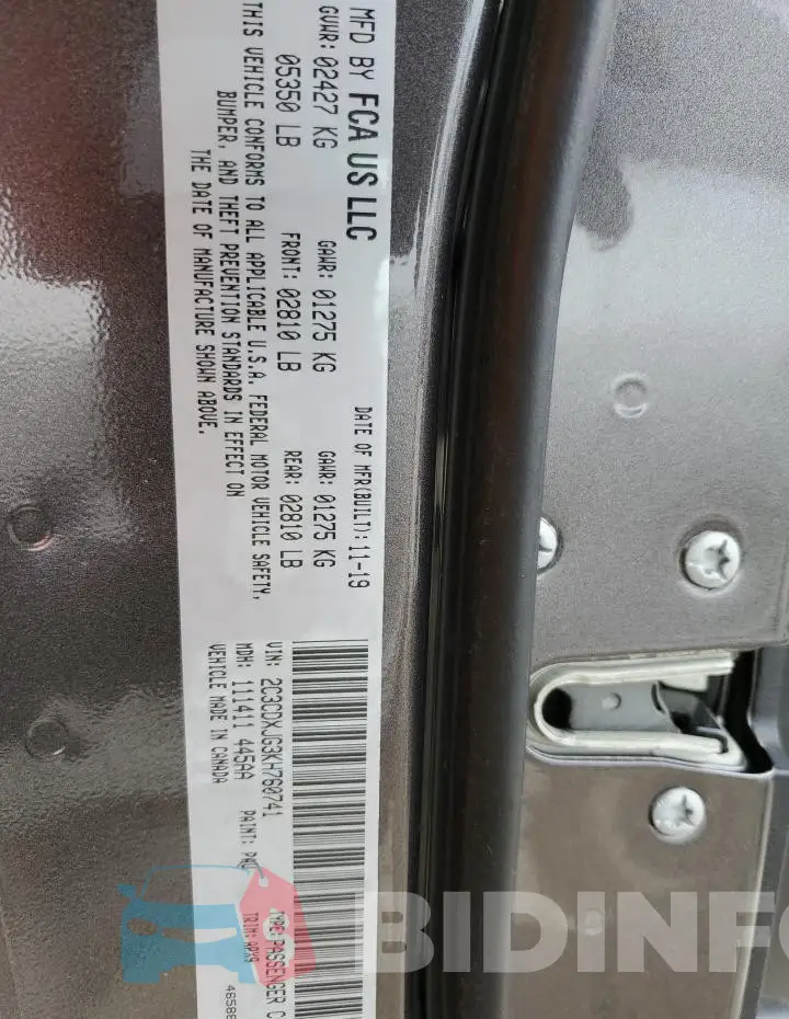 2C3CDXJG3KH760741 Photo# 12