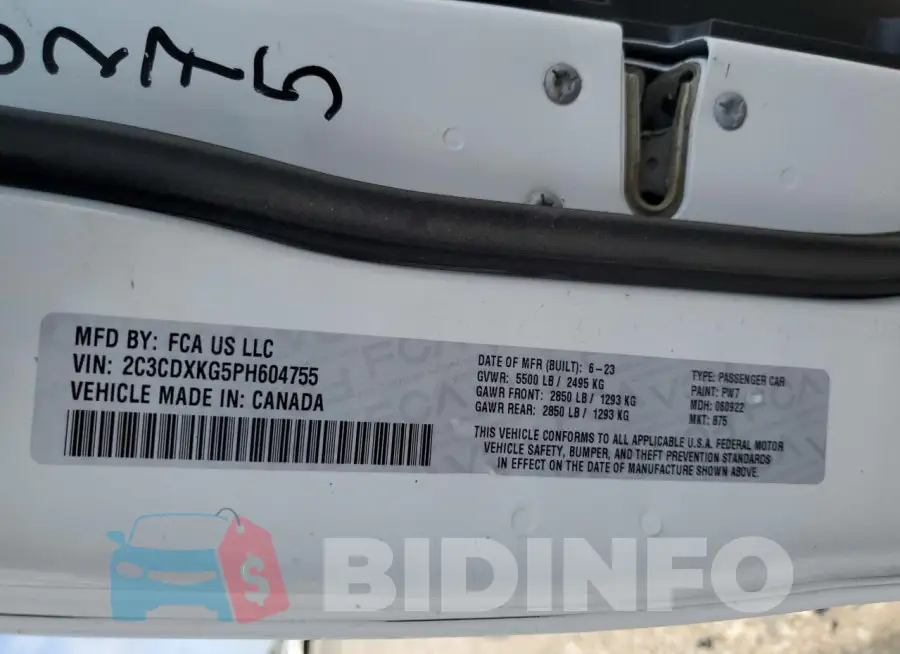 2C3CDXKG5PH604755 Photo# 12