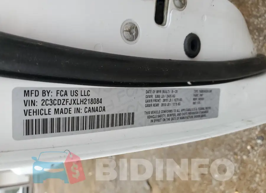 2C3CDZFJXLH218084 Photo# 12