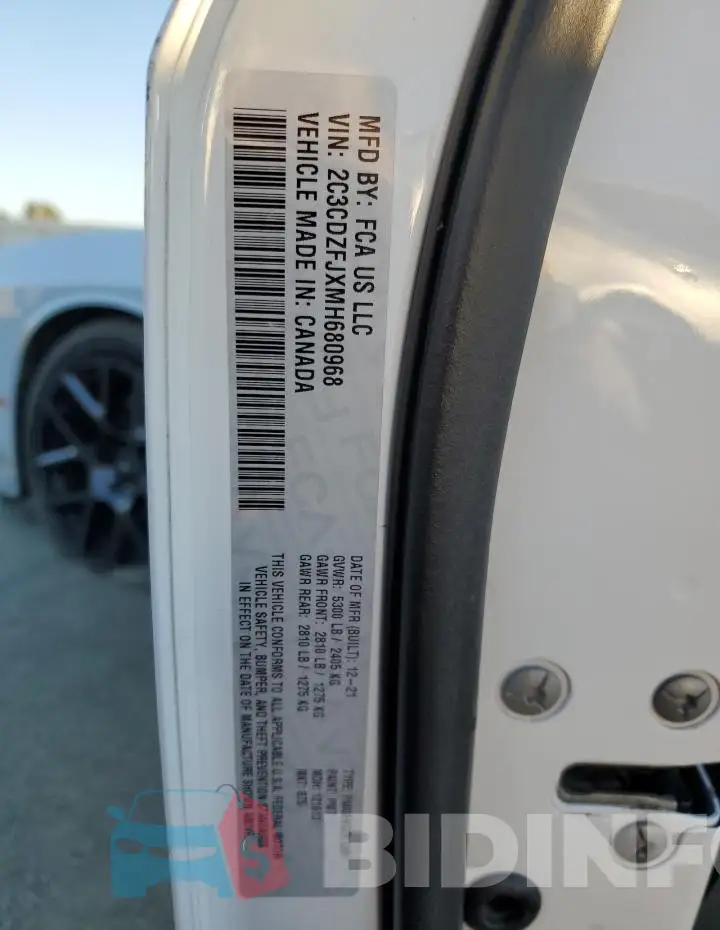 2C3CDZFJXMH680968 Photo# 12