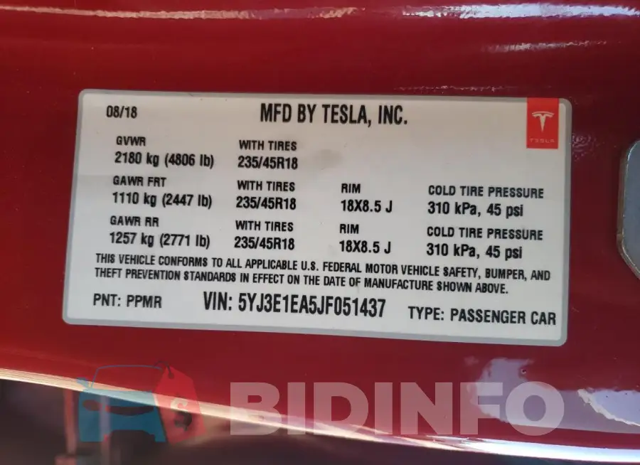 5YJ3E1EA5JF051437 Photo# 12