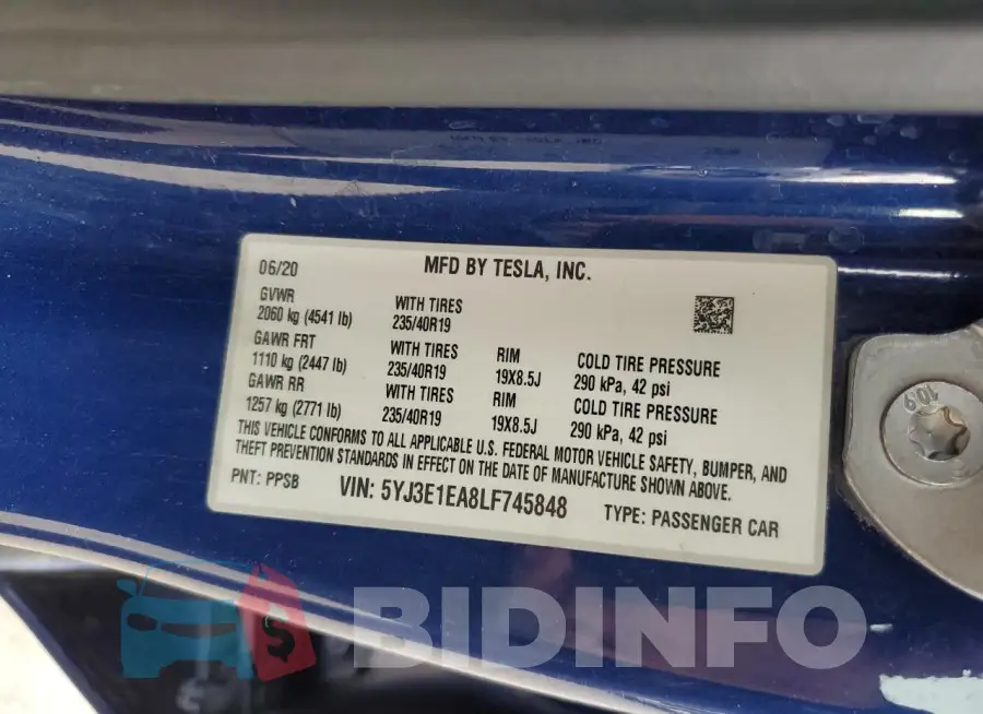 5YJ3E1EA8LF745848 Photo# 13