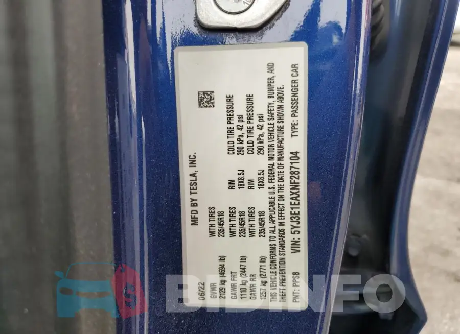 5YJ3E1EAXNF287104 Photo# 12