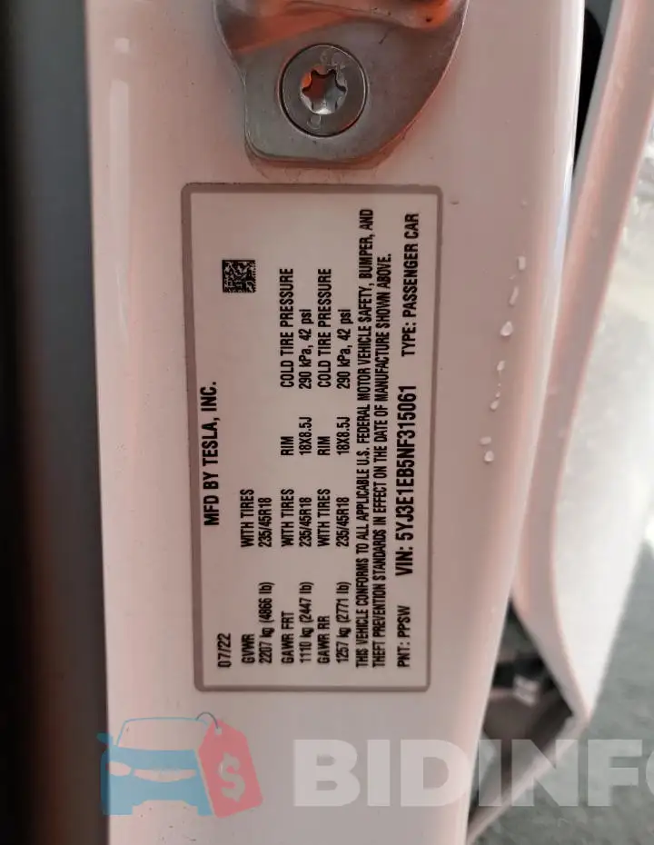 5YJ3E1EB5NF315061 Photo# 12