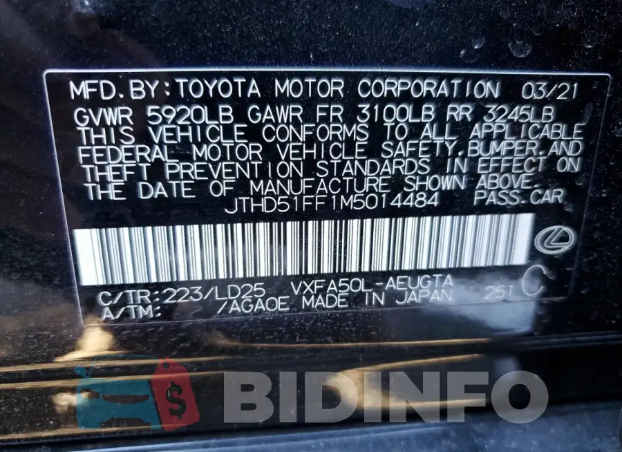 JTHD51FF1M5014484 Photo# 12