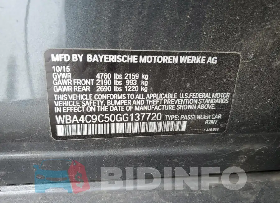 WBA4C9C50GG137720 Photo# 12