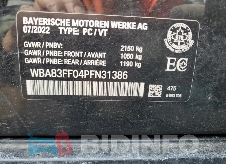 WBA83FF04PFN31386 Photo# 12