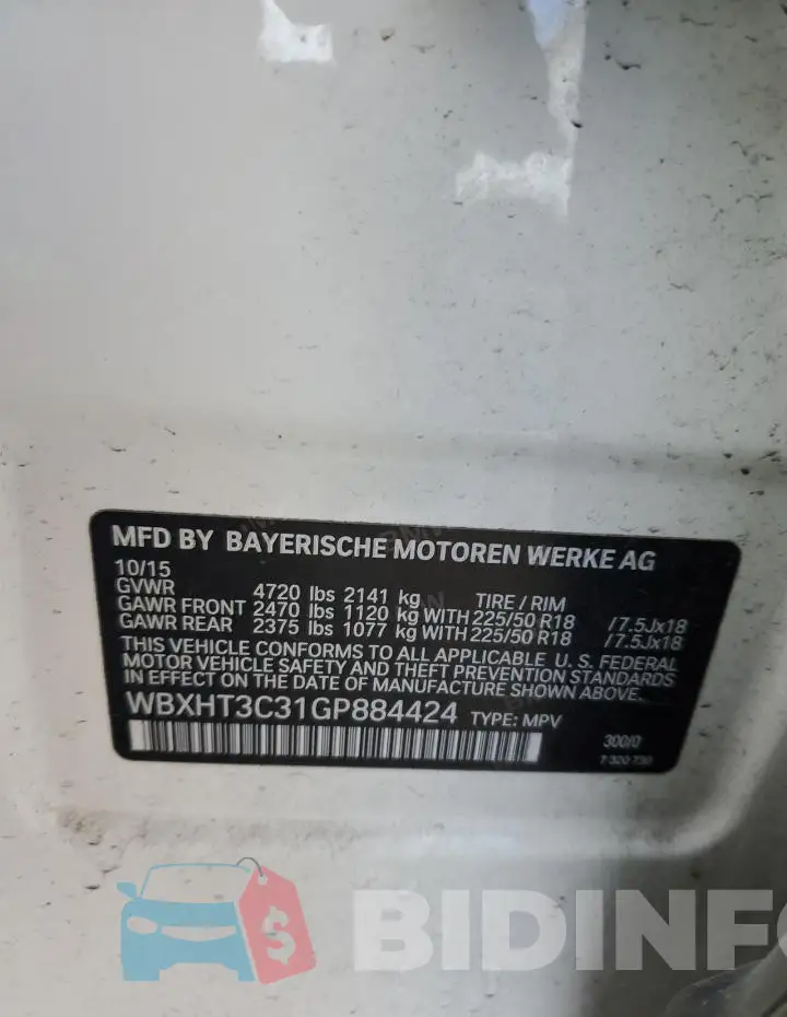 WBXHT3C31GP884424 Photo# 12