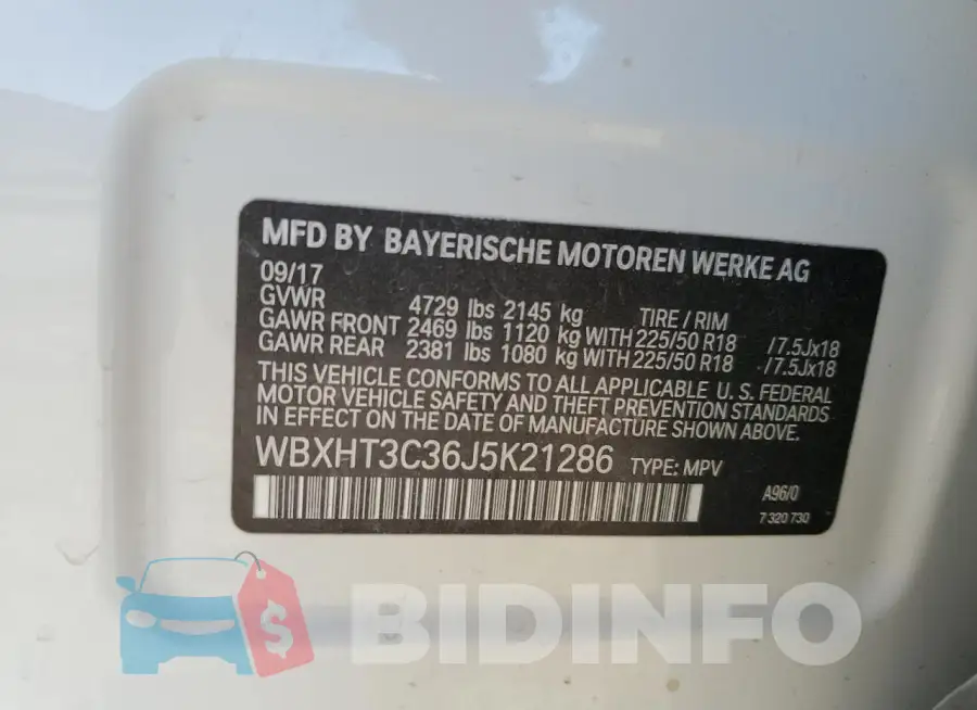 WBXHT3C36J5K21286 Photo# 13