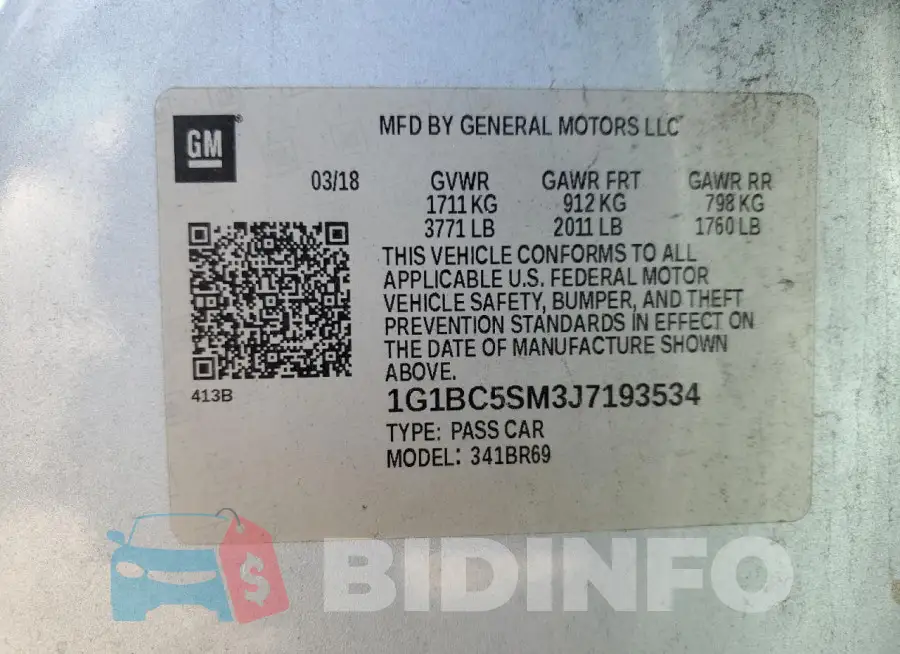 1G1BC5SM3J7193534 Photo# 12