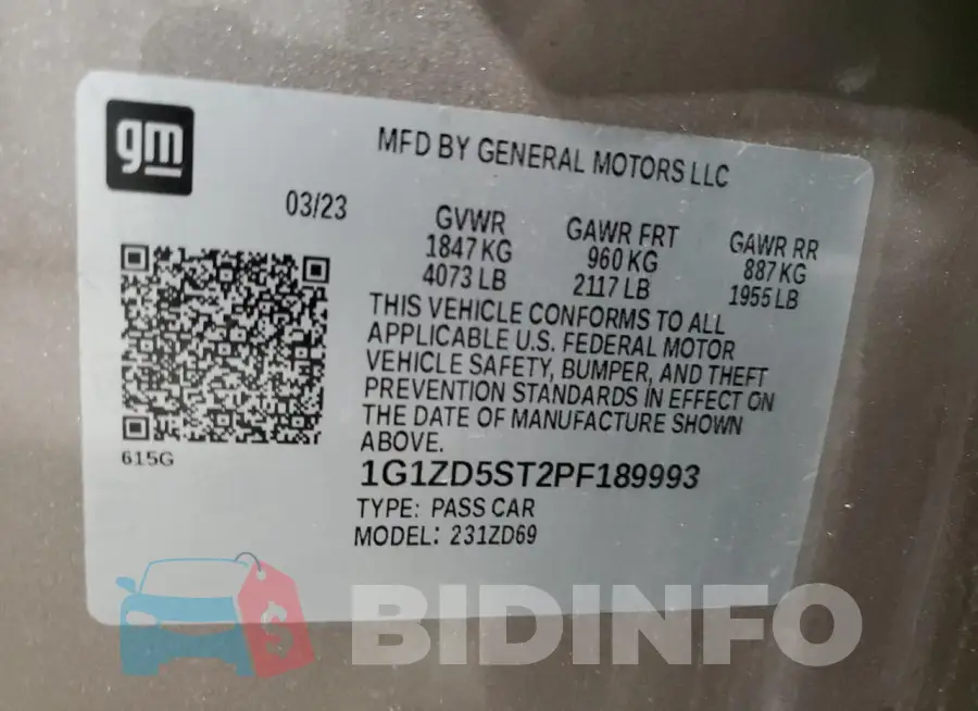 1G1ZD5ST2PF189993 Photo# 13