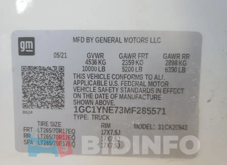 1GC1YNE73MF285571 Photo# 12