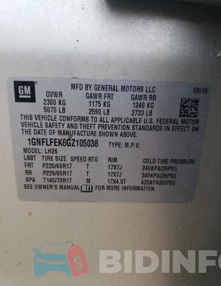 1GNFLFEK6GZ105038 Photo# 13
