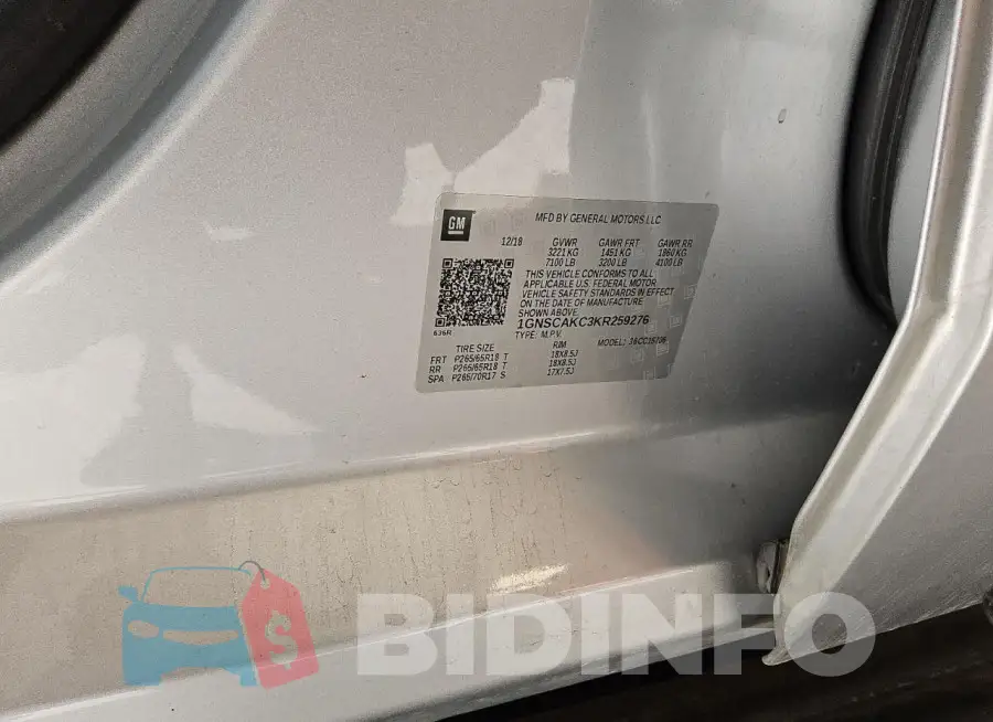 1GNSCAKC3KR259276 Photo# 13