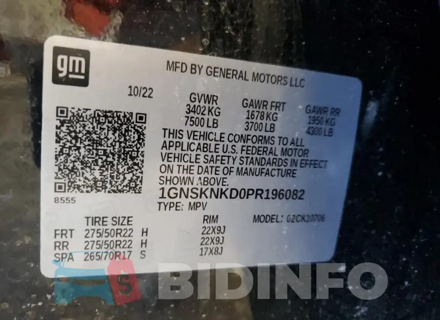 1GNSKNKD0PR196082 Photo# 13