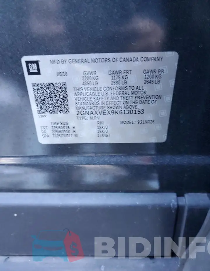 2GNAXVEX9K6130153 Photo# 14