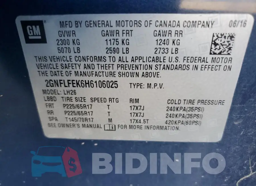 2GNFLFEK6H6106025 Photo# 13