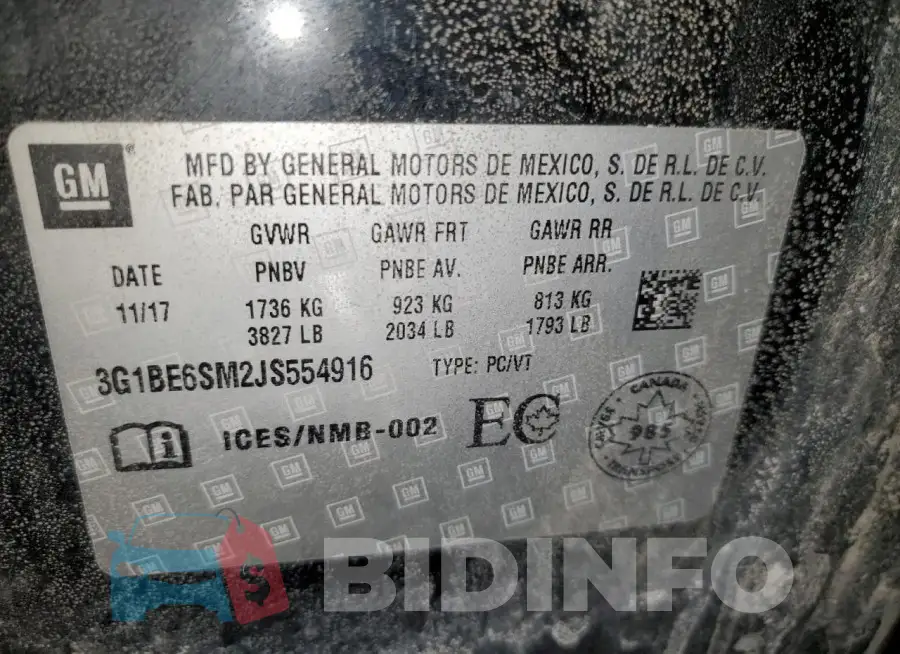 3G1BE6SM2JS554916 Photo# 13